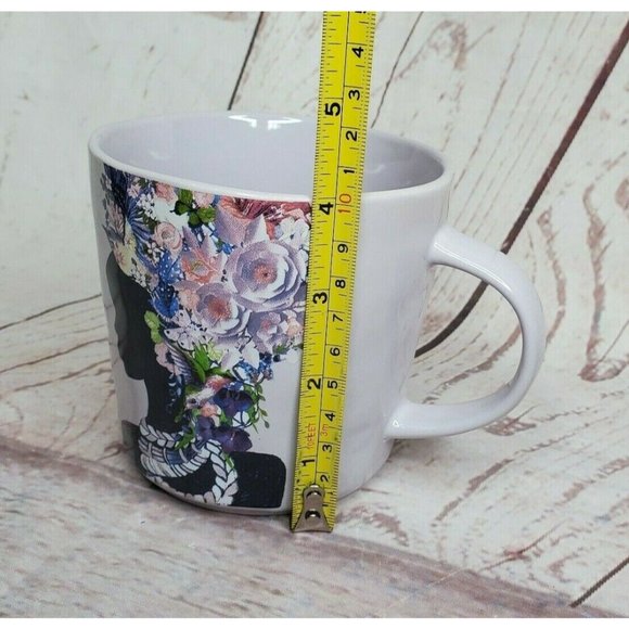 Prima Design Violet Women Silhouette Floral Hairpiece Graphic Design 4"x4" Mug - Picture 10 of 12